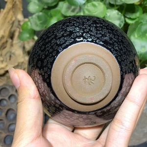 Jianzhan Tenmoku Glaze Tea Cup Pottery Chawan Blue Rare Sky Eye Pattern Handmade Chinese Porcelain Best for Tea Ceremony acacuss