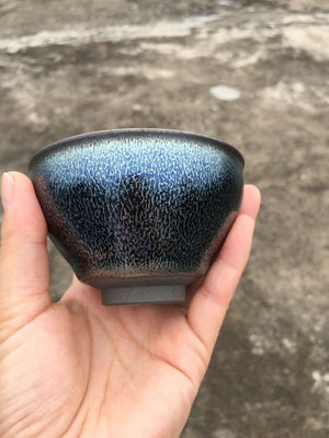 Jianzhan Tenmoku Tianmu Tea Cup Bowl Blue Indigo Dragon Scales Pattern 100ml/3.4oz Collection Ceremony Handmade Glorious Change acacuss