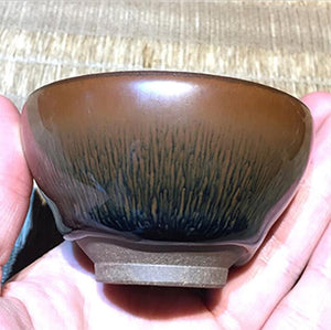 Jianzhan Traditional Hand-Crafted Tea Bowl for Japanese Tea Ceremony or Everyday Use Tenmoku Tea Cup NOGIME Pattern acacuss