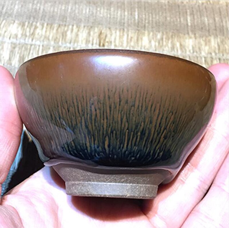 Jianzhan Traditional Hand-Crafted Tea Bowl for Japanese Tea Ceremony or Everyday Use Tenmoku Tea Cup NOGIME Pattern acacuss