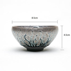 Jianzhan Unique Tree Style Handleless Tea Cups Grey Clay Tenmoku Glaze for Japanese Tea Ceremony Collection Decoration acacuss