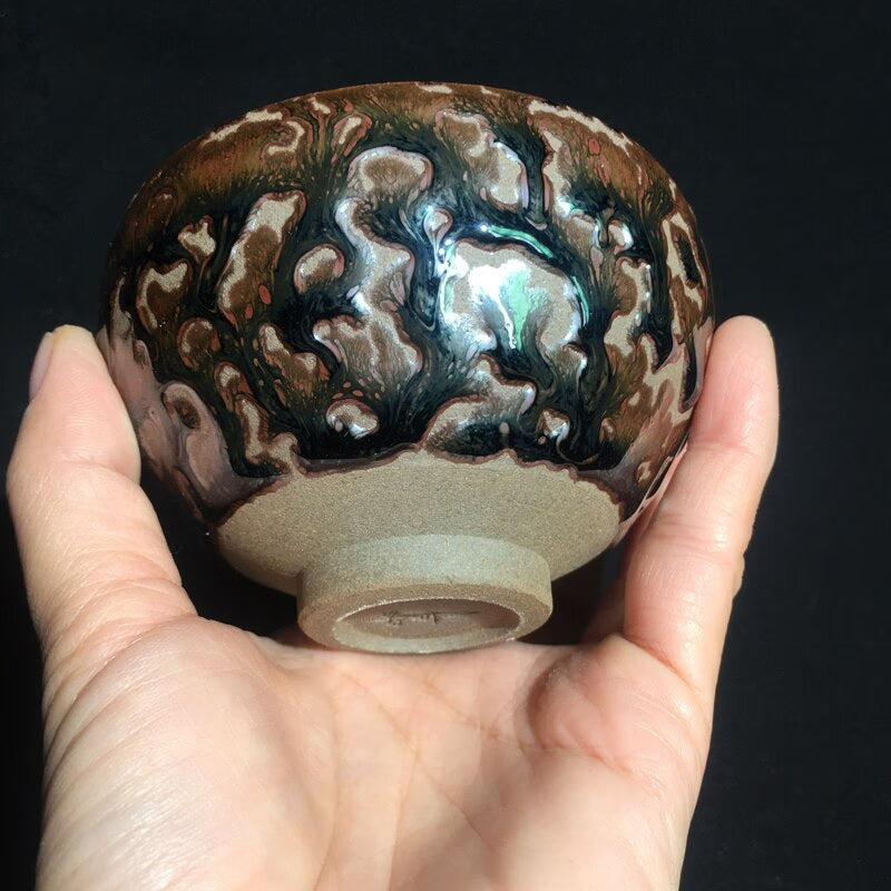 Jianzhan Unique Tree Style Tenmoku Tea Cup Natural Ore Glazed Chinese Traditional Kiln Bowl Ceramic Teaware Tea Ceremony Kung Fu acacuss