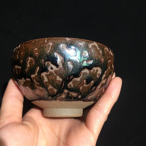 Jianzhan Unique Tree Style Tenmoku Tea Cup Natural Ore Glazed Chinese Traditional Kiln Bowl Ceramic Teaware Tea Ceremony Kung Fu acacuss