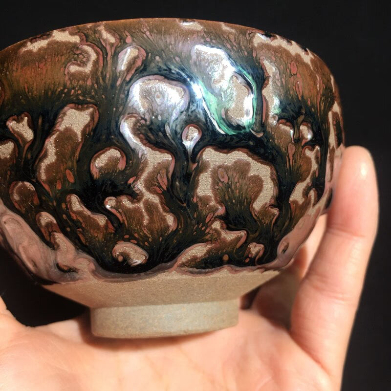 Jianzhan Unique Tree Style Tenmoku Tea Cup Natural Ore Glazed Chinese Traditional Kiln Bowl Ceramic Teaware Tea Ceremony Kung Fu acacuss