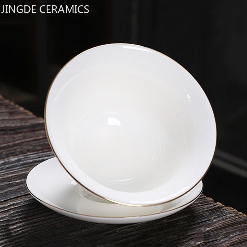 Jingdezhen Ceramic Gaiwan Chinese White Porcelain Teaset Tea Bowl Large Capacity Teacup Saucer Set Home Tea Maker Teaware Gifts acacuss