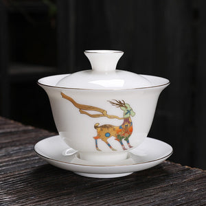 Jingdezhen Ceramic Gaiwan Chinese White Porcelain Teaset Tea Bowl Large Capacity Teacup Saucer Set Home Tea Maker Teaware Gifts acacuss