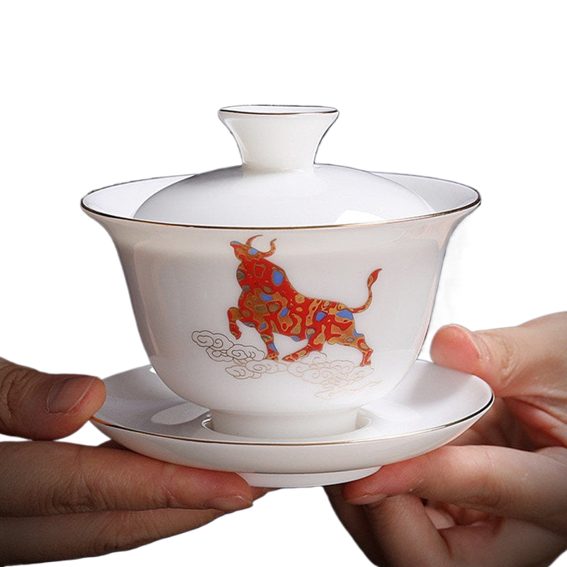 Jingdezhen Ceramic Gaiwan Chinese White Porcelain Teaset Tea Bowl Large Capacity Teacup Saucer Set Home Tea Maker Teaware Gifts acacuss