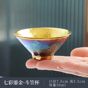 Jun Kiln Peacock Gilt Teacup Jianzhan Master Cup Ceramic Tea Cup Kung Fu Tea Set Hat Cup Colorful Teacup Chinese Tea Set Teaware acacuss