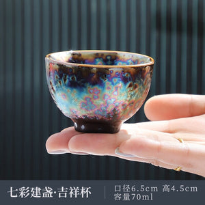 Jun Kiln Peacock Gilt Teacup Jianzhan Master Cup Ceramic Tea Cup Kung Fu Tea Set Hat Cup Colorful Teacup Chinese Tea Set Teaware acacuss