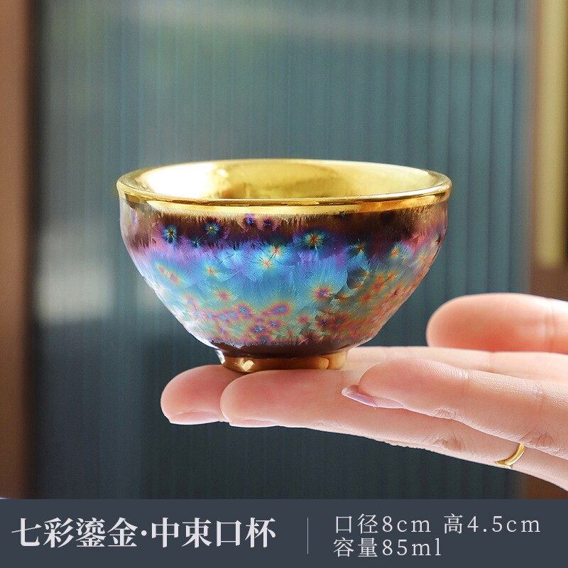 Jun Kiln Peacock Gilt Teacup Jianzhan Master Cup Ceramic Tea Cup Kung Fu Tea Set Hat Cup Colorful Teacup Chinese Tea Set Teaware acacuss