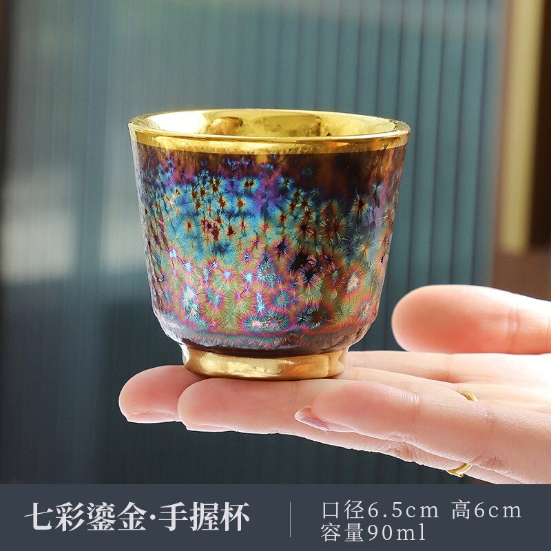Jun Kiln Peacock Gilt Teacup Jianzhan Master Cup Ceramic Tea Cup Kung Fu Tea Set Hat Cup Colorful Teacup Chinese Tea Set Teaware acacuss