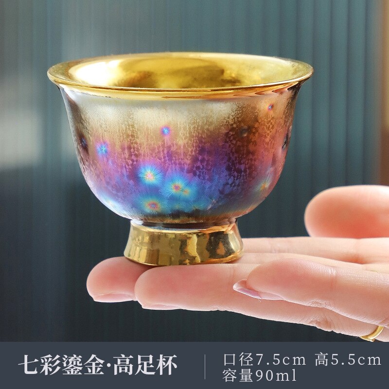 Jun Kiln Peacock Gilt Teacup Jianzhan Master Cup Ceramic Tea Cup Kung Fu Tea Set Hat Cup Colorful Teacup Chinese Tea Set Teaware acacuss