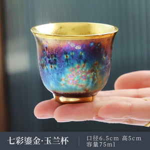Jun Kiln Peacock Gilt Teacup Jianzhan Master Cup Ceramic Tea Cup Kung Fu Tea Set Hat Cup Colorful Teacup Chinese Tea Set Teaware acacuss