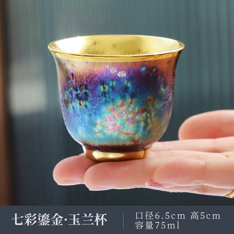 Jun Kiln Peacock Gilt Teacup Jianzhan Master Cup Ceramic Tea Cup Kung Fu Tea Set Hat Cup Colorful Teacup Chinese Tea Set Teaware acacuss