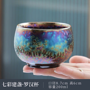 Jun Kiln Peacock Gilt Teacup Jianzhan Master Cup Ceramic Tea Cup Kung Fu Tea Set Hat Cup Colorful Teacup Chinese Tea Set Teaware acacuss