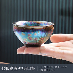 Jun Kiln Peacock Gilt Teacup Jianzhan Master Cup Ceramic Tea Cup Kung Fu Tea Set Hat Cup Colorful Teacup Chinese Tea Set Teaware acacuss