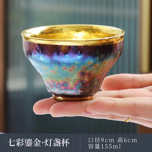 Jun Kiln Peacock Gilt Teacup Jianzhan Master Cup Ceramic Tea Cup Kung Fu Tea Set Hat Cup Colorful Teacup Chinese Tea Set Teaware acacuss