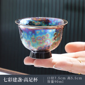 Jun Kiln Peacock Gilt Teacup Jianzhan Master Cup Ceramic Tea Cup Kung Fu Tea Set Hat Cup Colorful Teacup Chinese Tea Set Teaware acacuss