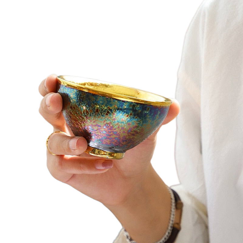 Jun Kiln Peacock Gilt Teacup Jianzhan Master Cup Ceramic Tea Cup Kung Fu Tea Set Hat Cup Colorful Teacup Chinese Tea Set Teaware acacuss