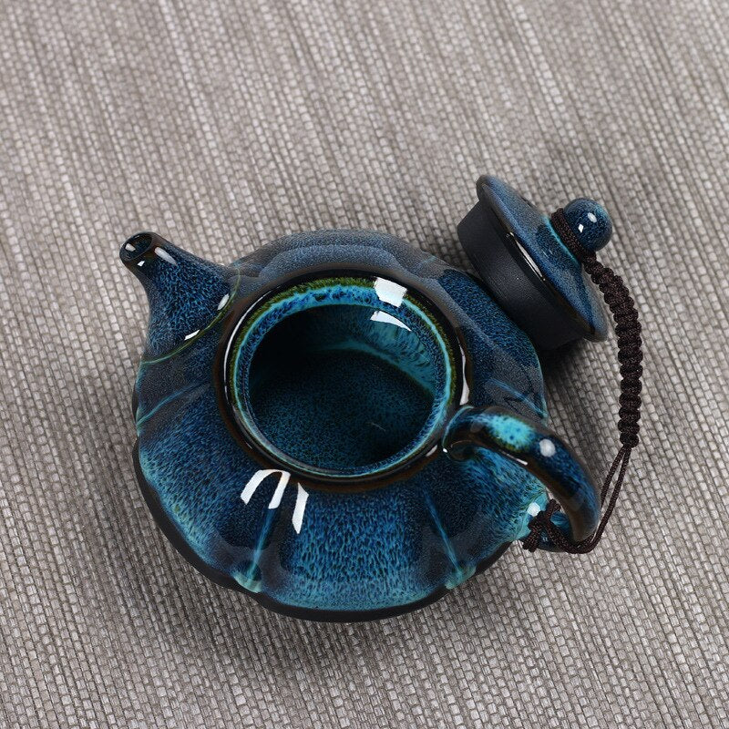 Jun kiln change glaze teapot,temmoku glaze pot Handmade kettle kung fu teapot Chinese tea ceremony supplies teapot 180ml acacuss