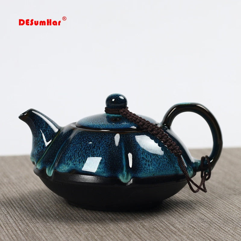 Jun kiln change glaze teapot,temmoku glaze pot Handmade kettle kung fu teapot Chinese tea ceremony supplies teapot 180ml acacuss