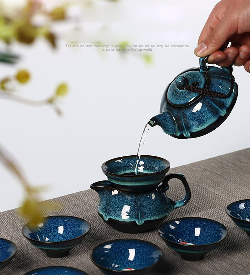 Jun kiln change glaze teapot,temmoku glaze pot Handmade kettle kung fu teapot Chinese tea ceremony supplies teapot 180ml acacuss