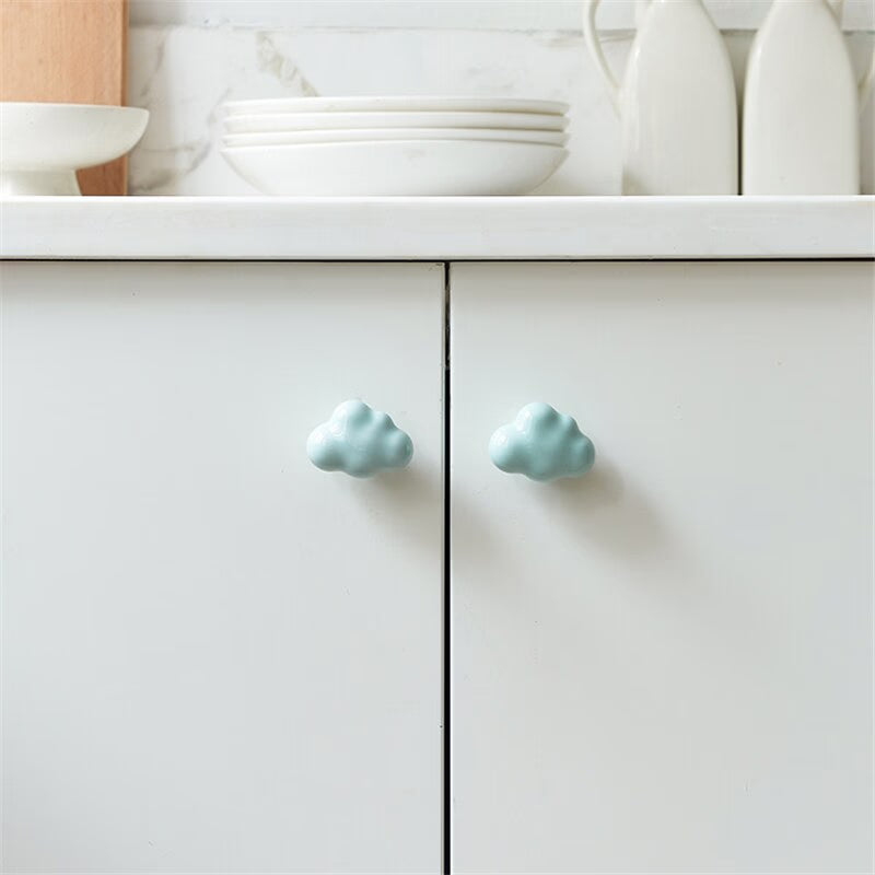 KAK Ceramic Cartoon Furniture Knobs Kids Room Drawer Closet Handles for Cabinets Colorful Cloud Star Kitchen Handle Hardware acacuss