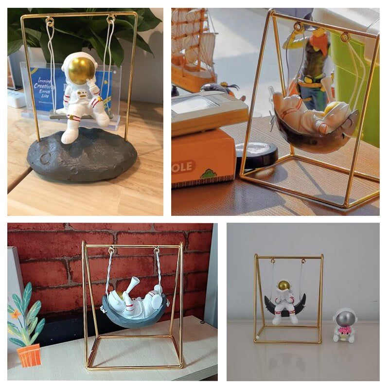 Kawaii Room Decoration Home Accessories Resin Embellishment Astronaut Model Swing Calendar Figurines Office Desk Decorative Gift acacuss