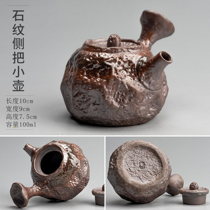 Kiln Change Ceramic Small Capacity Tea Set Teapot Clear Water Wood Fired Ceramic Small Teapot Pottery Fan Single Pot Infuser Bar acacuss