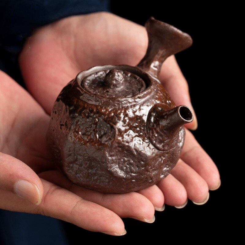 Kiln Change Ceramic Small Capacity Tea Set Teapot Clear Water Wood Fired Ceramic Small Teapot Pottery Fan Single Pot Infuser Bar acacuss