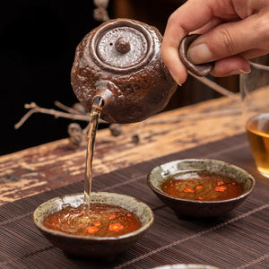 Kiln Change Ceramic Small Capacity Tea Set Teapot Clear Water Wood Fired Ceramic Small Teapot Pottery Fan Single Pot Infuser Bar acacuss