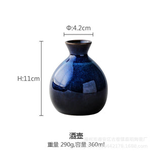 Kiln-to-ceramic Wine Set, Kiln-to-blue, Retro Wine Cup, Household Wine Dispenser, Liquor Jug, Sake Jug, Wine Glass Sake Set acacuss