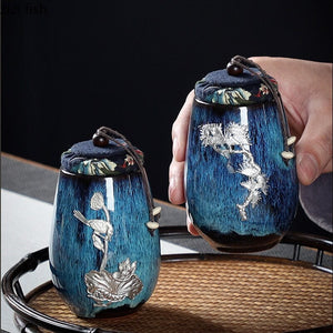ACACUSS Kitchen Canister Storage spice & coffee jars | Retro Stoneware | Ceramic Airtight pot Gong Fu | Candy Can - ACACUSS