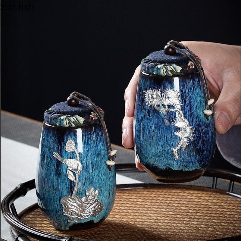 ACACUSS Kitchen Canister Storage spice & coffee jars | Retro Stoneware | Ceramic Airtight pot Gong Fu | Candy Can - ACACUSS