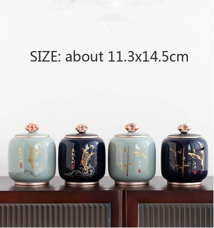 ACACUSS Kitchen Storage cookie & Sugar jar Vintage Style | Retro Stoneware | Ceramic Airtight pot Gong Fu | Candy Can - ACACUSS
