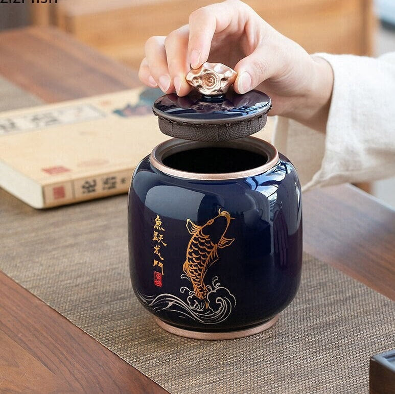 ACACUSS Kitchen Storage cookie & Sugar jar Vintage Style | Retro Stoneware | Ceramic Airtight pot Gong Fu | Candy Can - ACACUSS