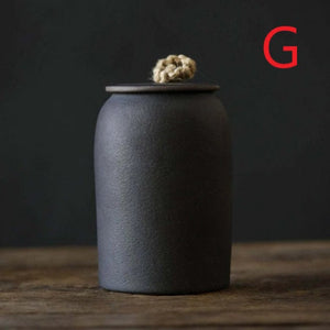 ACACUSS Kitchen Vintage Storage cookie & Sugar jar | Retro Stoneware | Ceramic Airtight pot Gong Fu | Candy Can | Tea Ceremony Accessories - ACACUSS