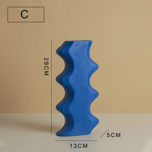 Klein Blue Geometric Ceramic Vase Home Decor Living Room Dining Room Table Flower Arrangement Hotel Art Decoration Vase Ornament acacuss