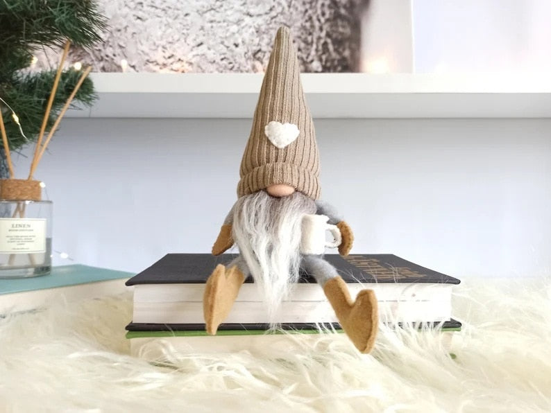 Knitted Faceless Doll Hanging Legs Hand-ground Coffee Christmas Day Decorations Home Daily Decoration Desktop Christmas Ornament acacuss