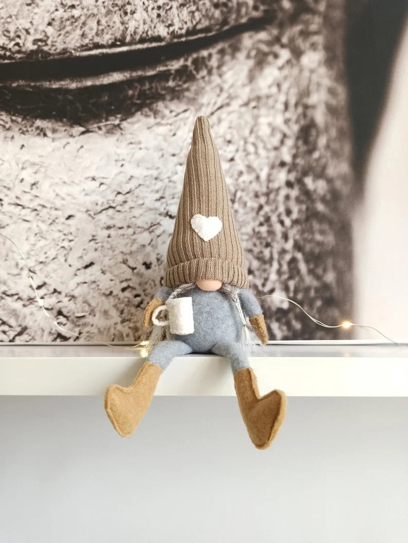 Knitted Faceless Doll Hanging Legs Hand-ground Coffee Christmas Day Decorations Home Daily Decoration Desktop Christmas Ornament acacuss