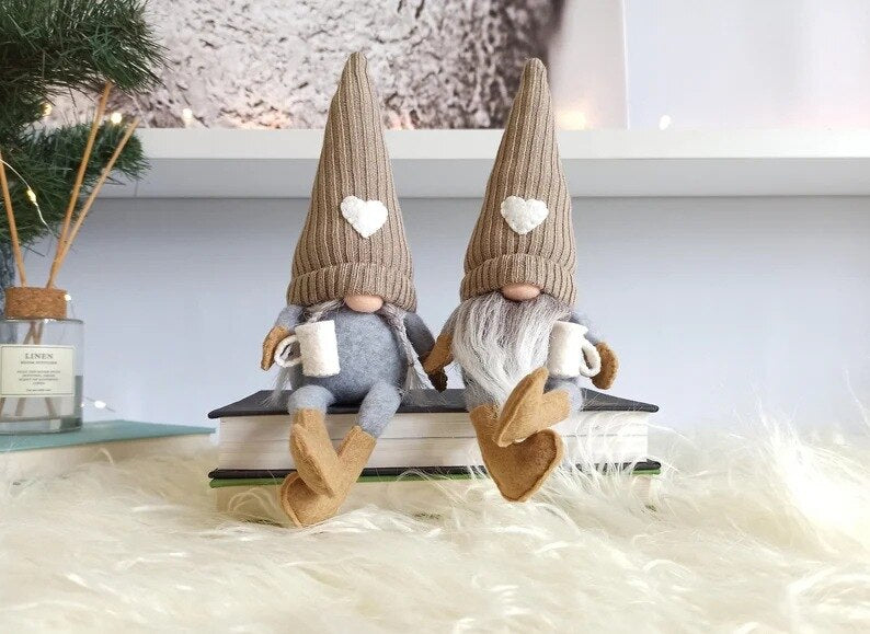 Knitted Faceless Doll Hanging Legs Hand-ground Coffee Christmas Day Decorations Home Daily Decoration Desktop Christmas Ornament acacuss