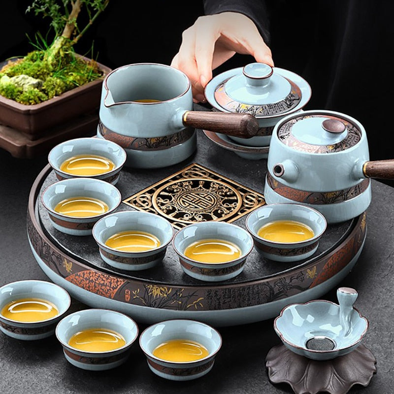 Kung Fu Chinese Tea Set Pot Mugs Kettle Infuser Maker Travel Ceremony Service Tea Set Accessories Chaleira Teapot Set acacuss
