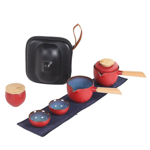 Kung Fu Outdoor TEA SET Simple Ancient Pottery Road Treasure Side Handle Pot Portable Travel Tea Set Kiln Change Kung Fu Outdoor - acacuss