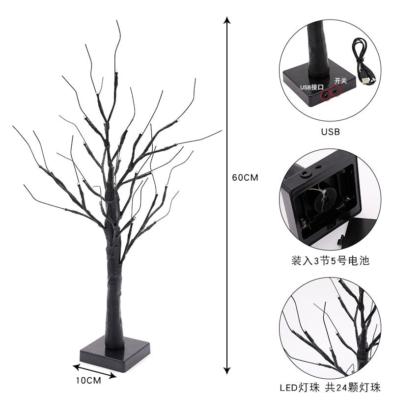 LED Birch Lights Halloween Decorations Holiday Party Supplies Table Christmas Tree Lights Home Decor Scene Setting acacuss