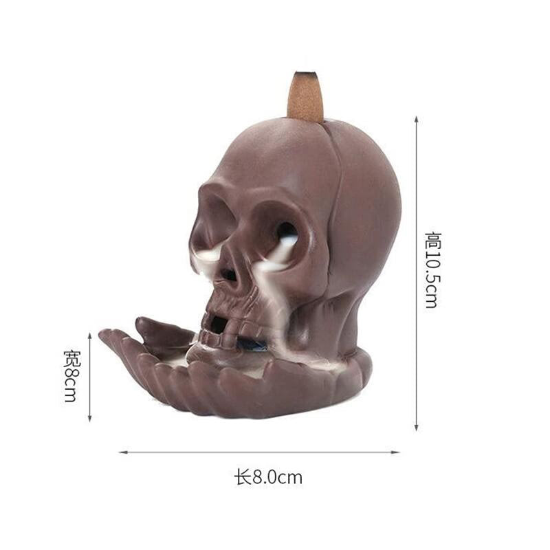 LED Dragon Statue Backflow Incense Burner Halloween Skull Decoration Ornament Smoke Fountain Waterfall Incense Holder Home Decor acacuss