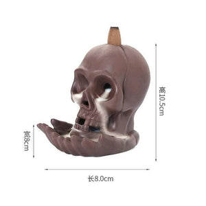 LED Dragon Statue Backflow Incense Burner Halloween Skull Decoration Ornament Smoke Fountain Waterfall Incense Holder Home Decor acacuss