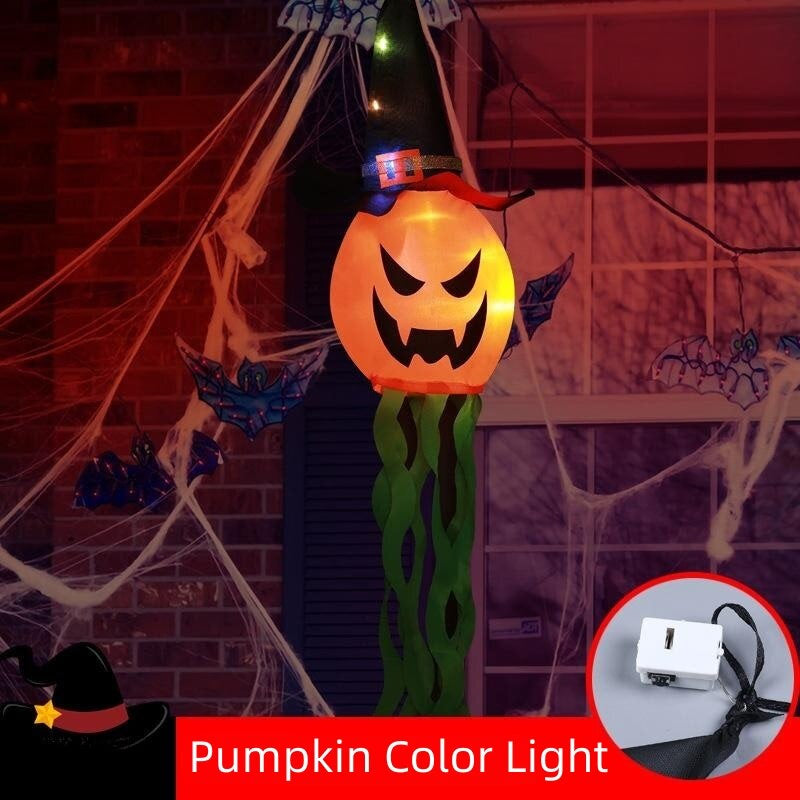 LED Halloween Decoration Flashing Light Gypsophila Ghost Festival Dress Up Glowing Wizard Ghost Hat Lamp Decor Hanging Lantern acacuss