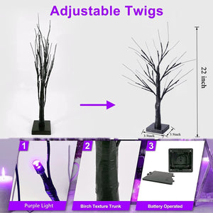 LED Simulation Purple Tree Light Halloween Thanksgiving Decoration acacuss
