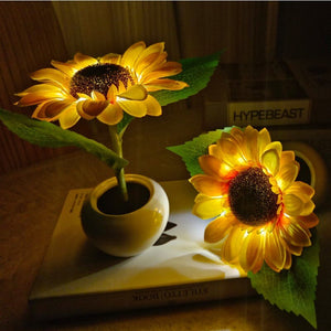 LED Sunflower Bouquet Night Light Simulation Flower Atmosphere Desk Light Romantic Bedside Flower Lamp Gift Cafe Home Room Decor acacuss