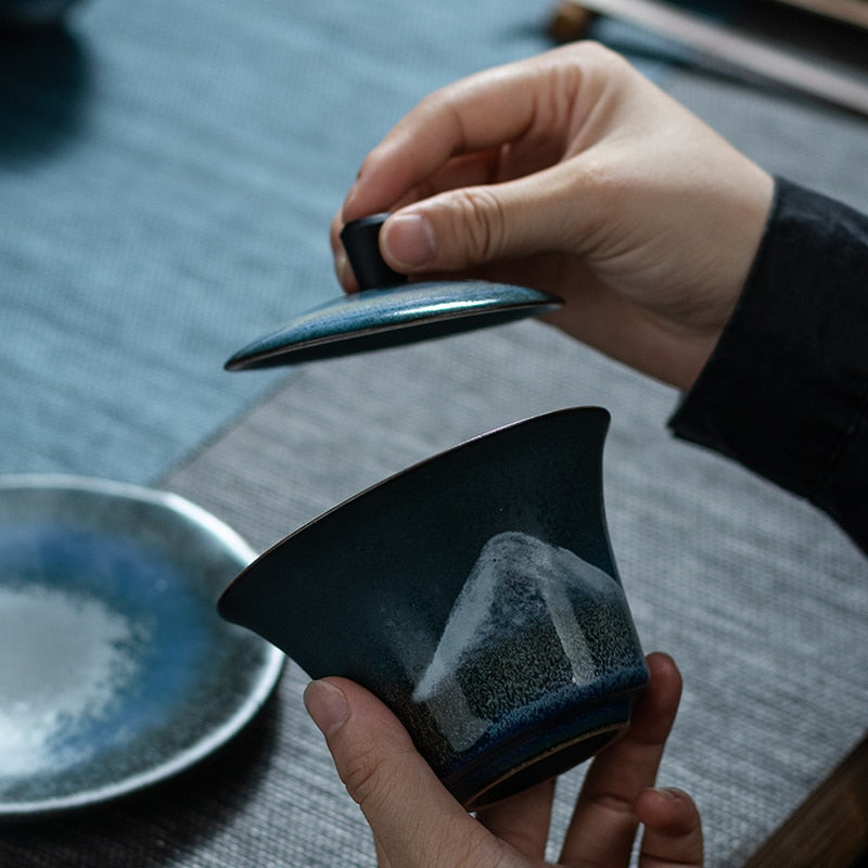 LUWU ceramic gaiwan handpainted mountain porcelain tureen 140ml acacuss